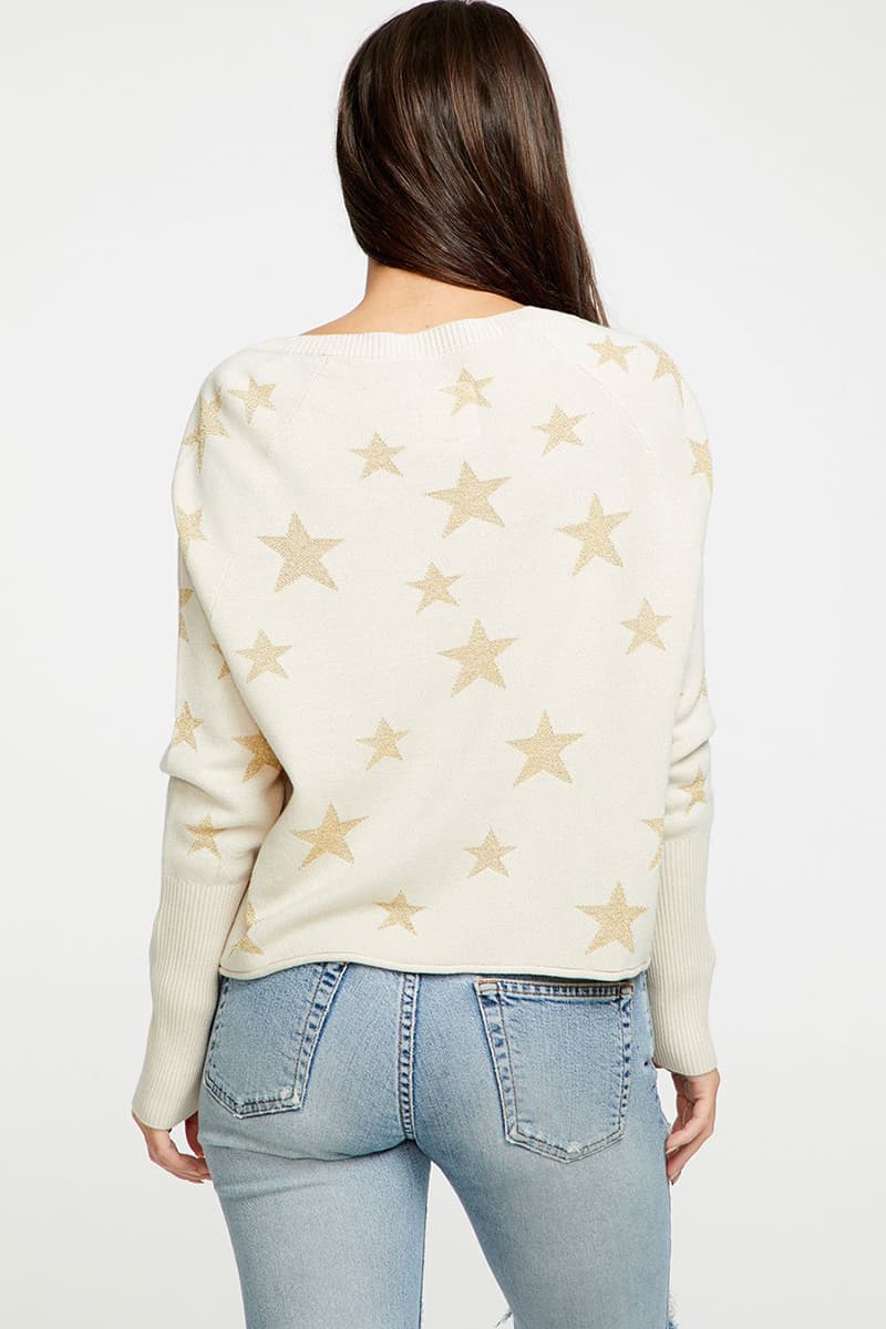 Chaser Star Sweater in Cream and Gold | Cotton Island Women's Clothing ...