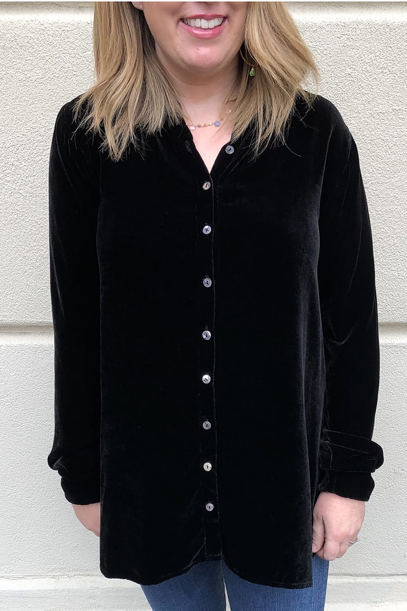 velvet button front shirt