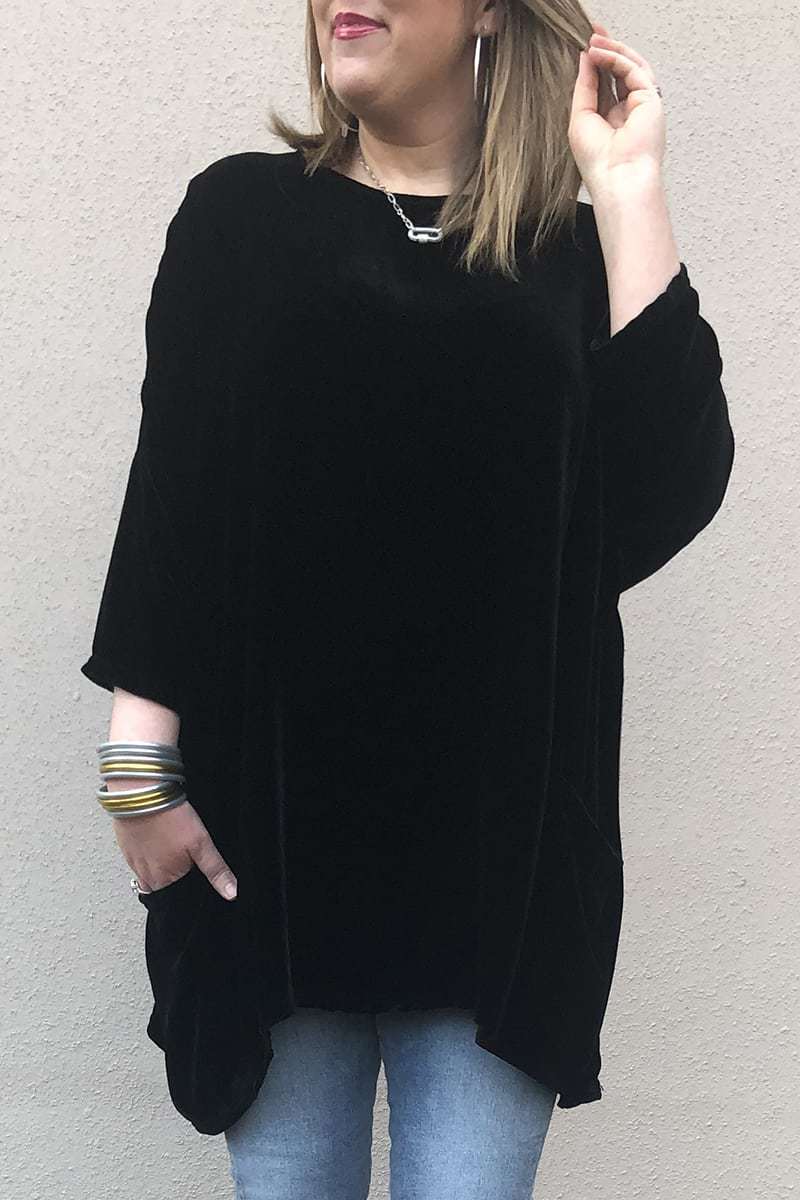 Cut Loose Oversized Tunic in Black Velvet Page 1 of 0 | Cotton Island ...