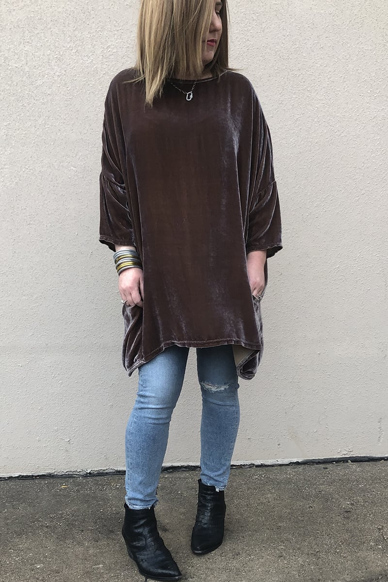 Cut Loose Oversized Tunic in Stonewall Velvet | Cotton Island Women's ...