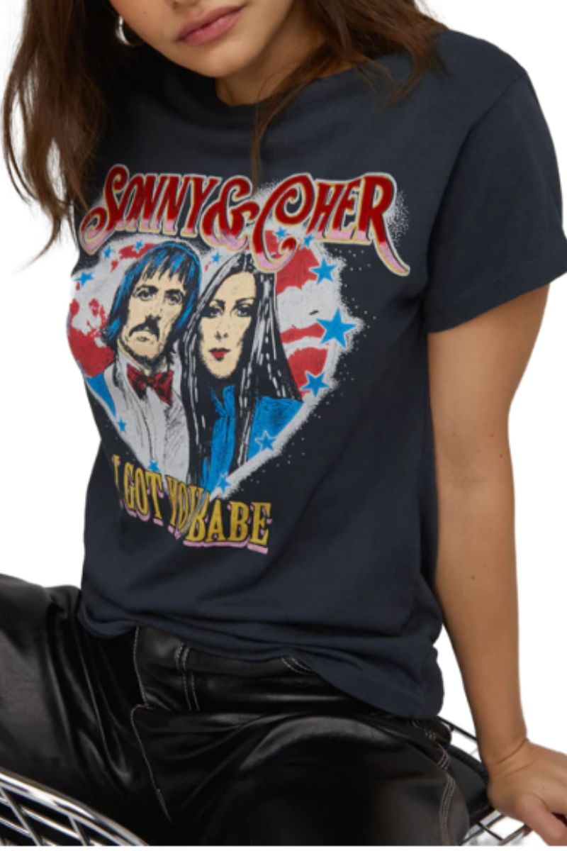 DAYDREAMER Sonny & Cher I Got You Babe Tee in Vintage Black | Cotton ...