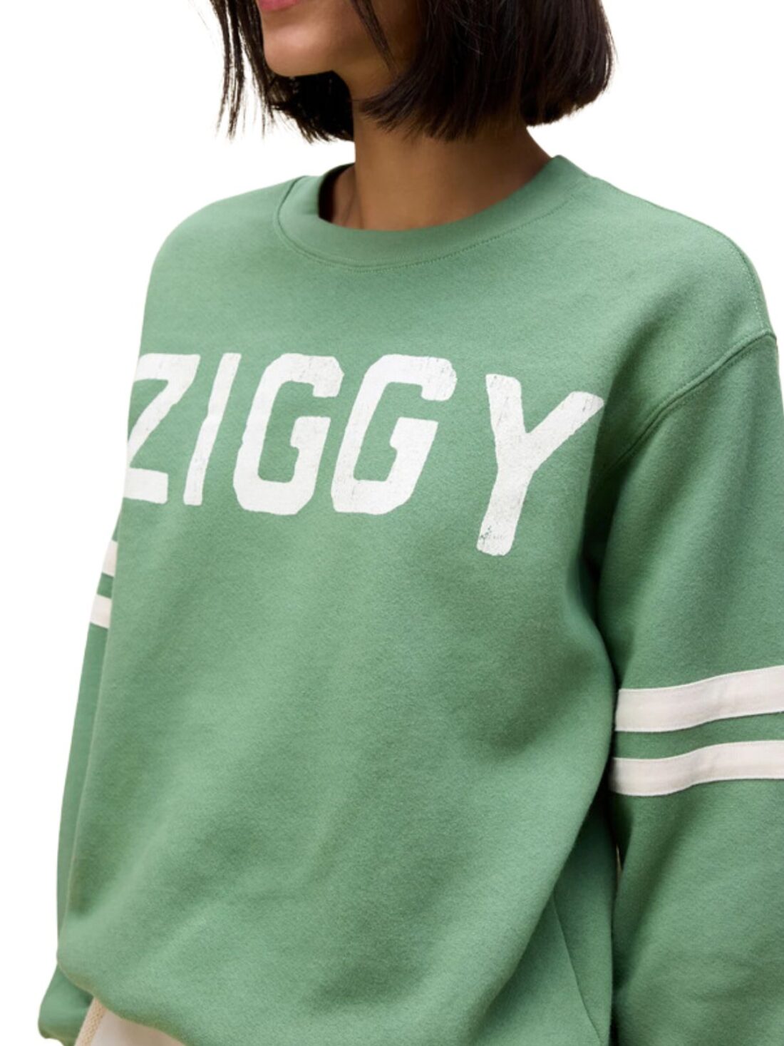 daydreamer ziggy stardust varsity sweatshirt in stone green