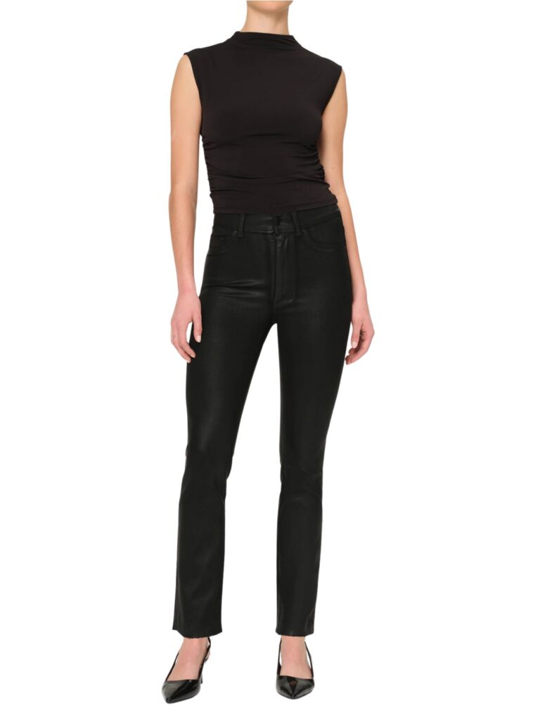 dl1961 halle straight hi rise coated jean in black