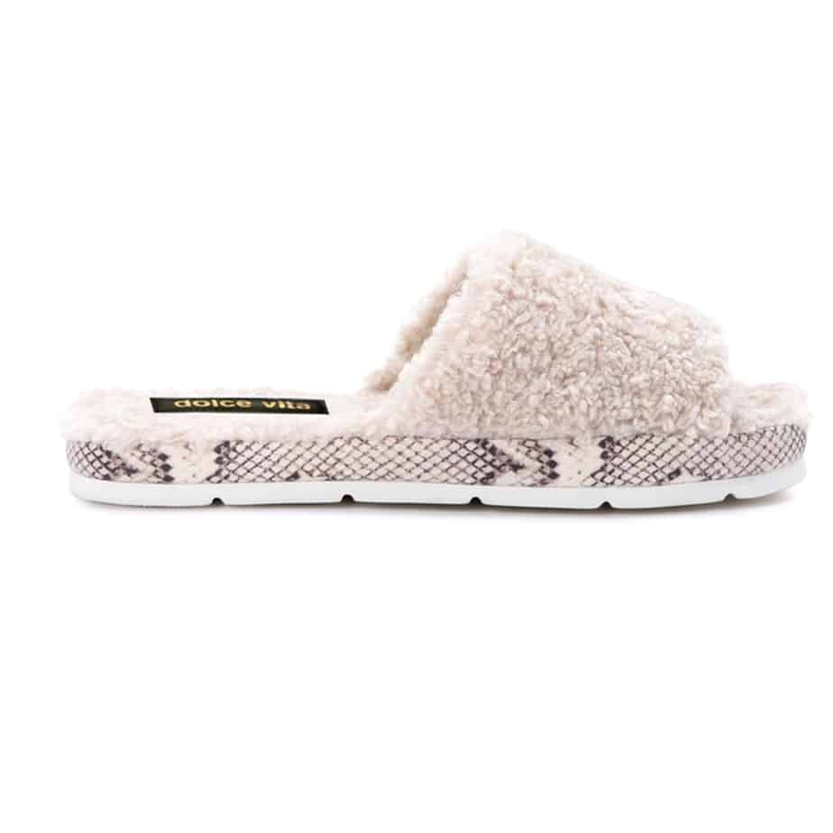 Dolce Vita Mochi Slippers in Off White Plush | Cotton Island Women's ...