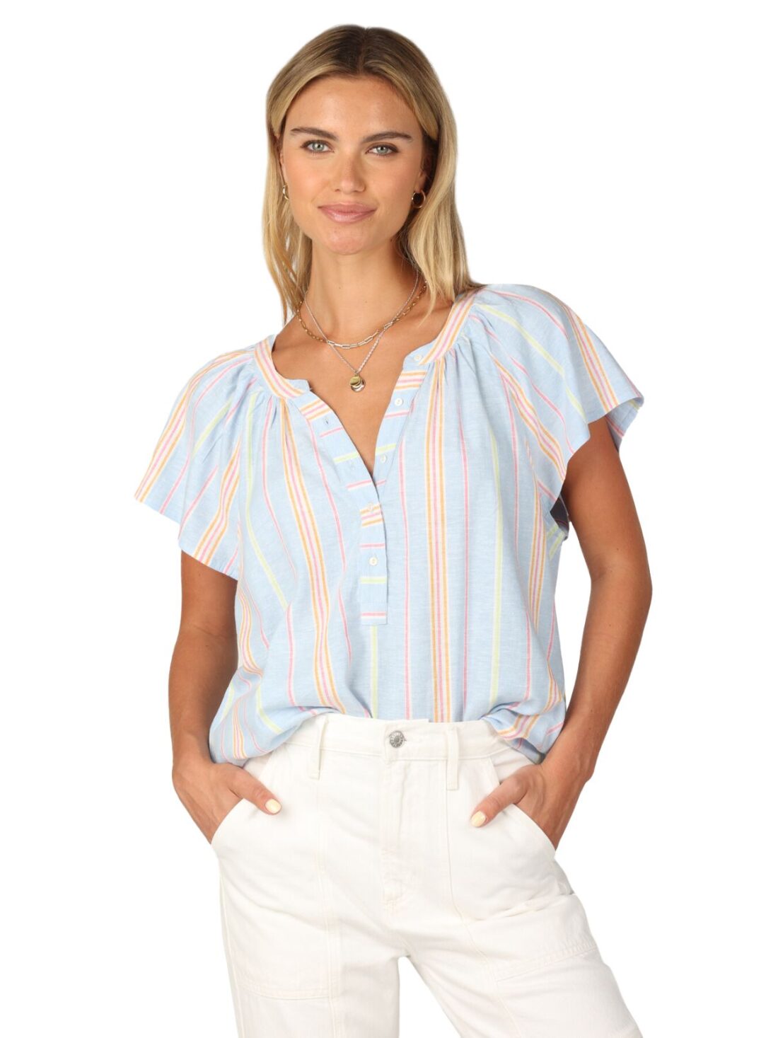 dylan charlie blouse in multi stripe