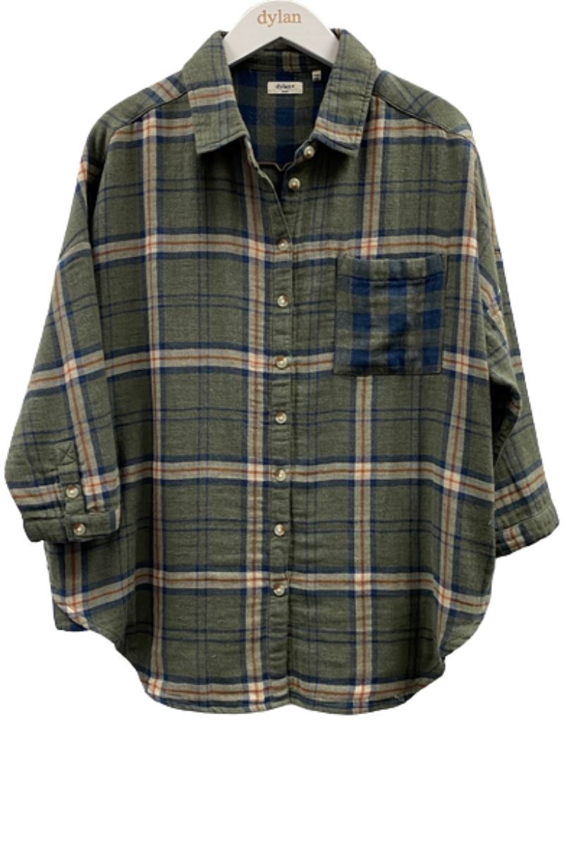 Dylan Hudson Shirt Jacket in Olive | Cotton Island Women's Clothing ...