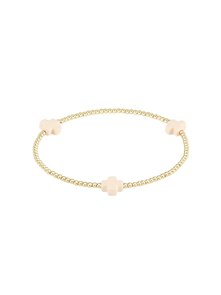 e newton 3mm cross bracelet in off white