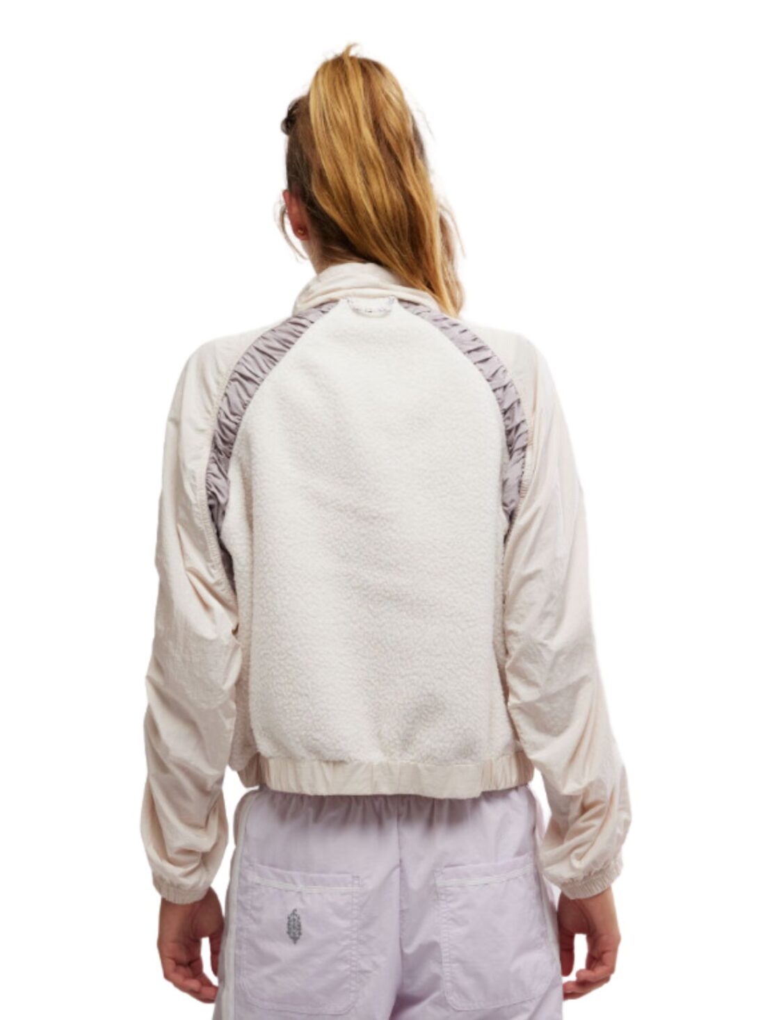 free people amelia zip up fleece jacket in beach clay/oyster