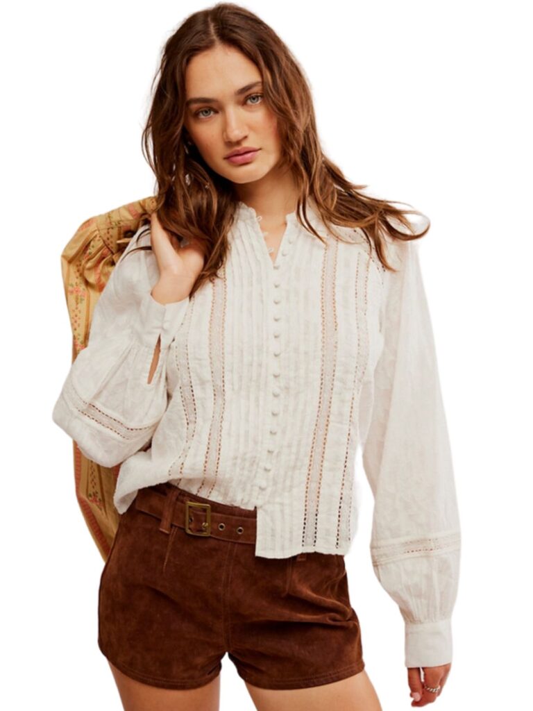 free people annabelle blouse in optic white