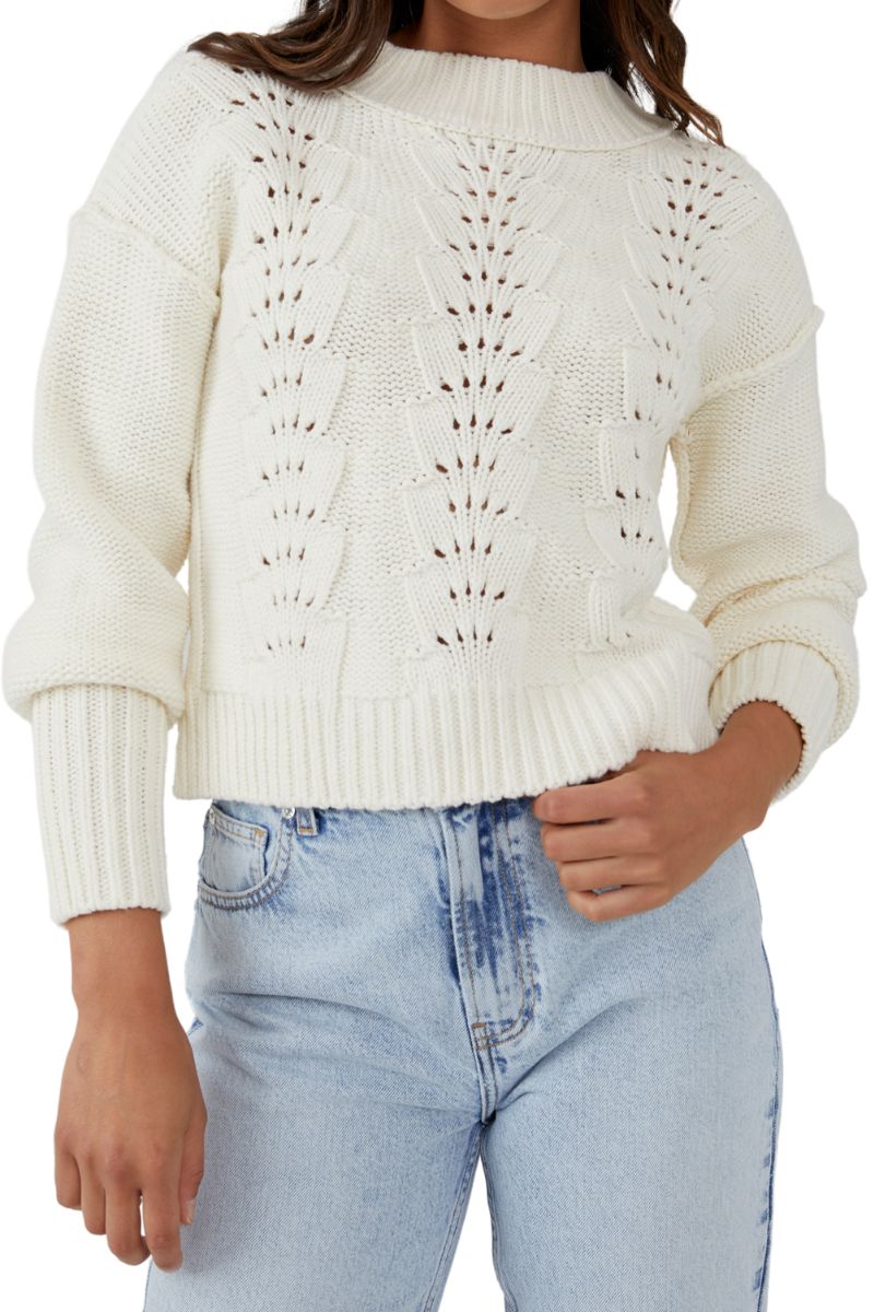 Free People Bell Song Pullover Sweater in Ivory | Cotton Island Women's ...