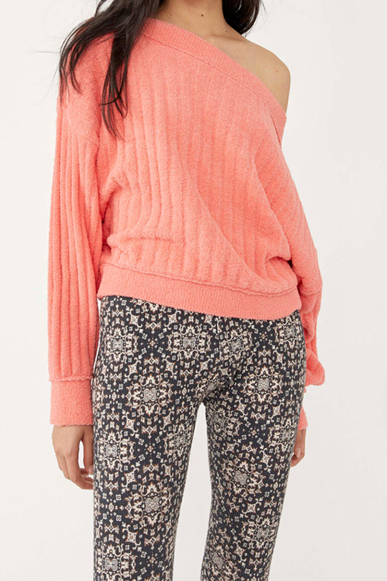 free people cabin fever pullover in coral