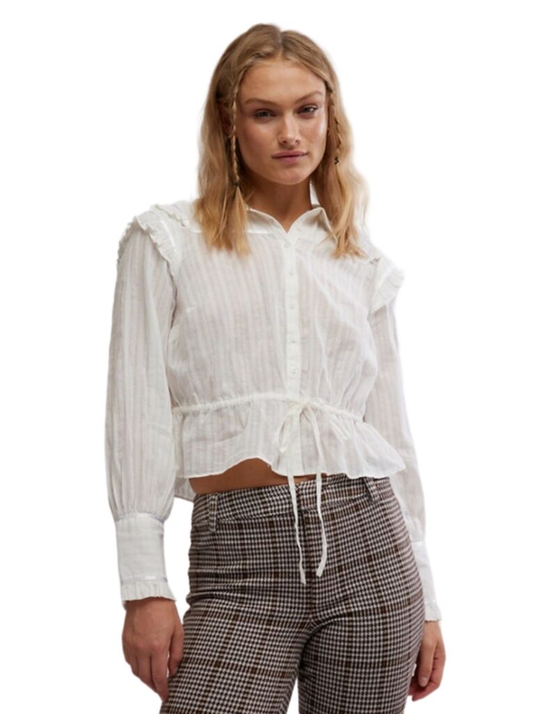 free people daybreak blouse in optic white