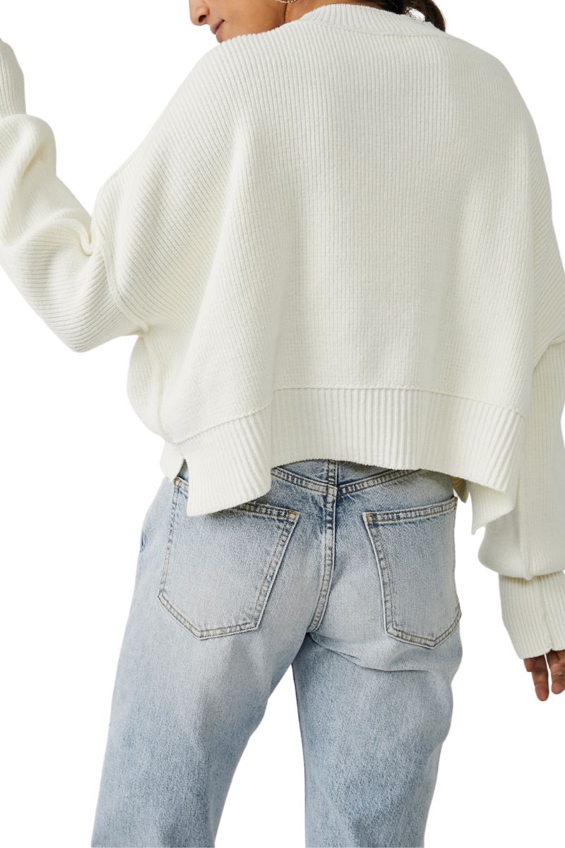 Free People Easy Street Crop Sweater in Moonglow Cotton Island Women