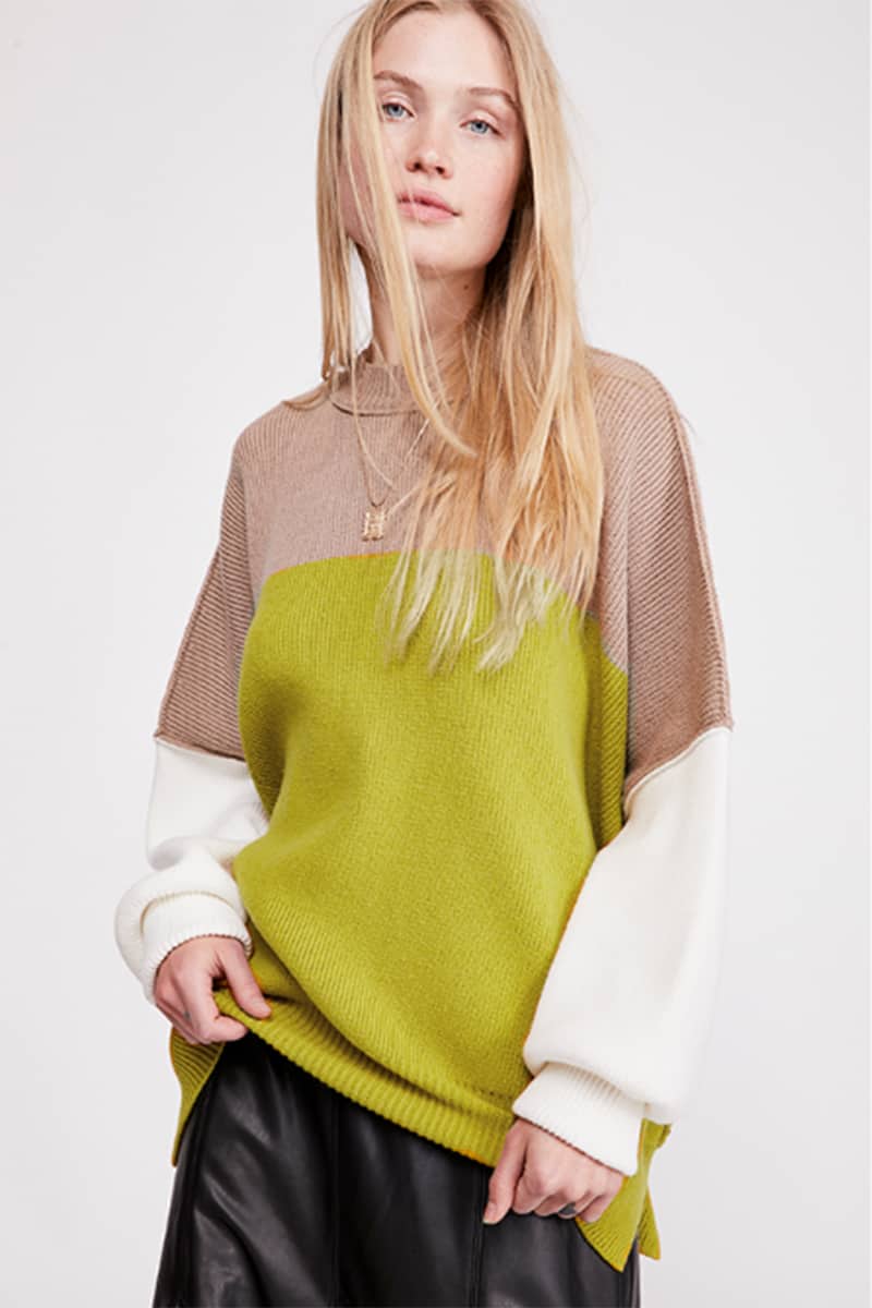 Free People Easy Street Sweater in Lime Combo Cotton Island Women's