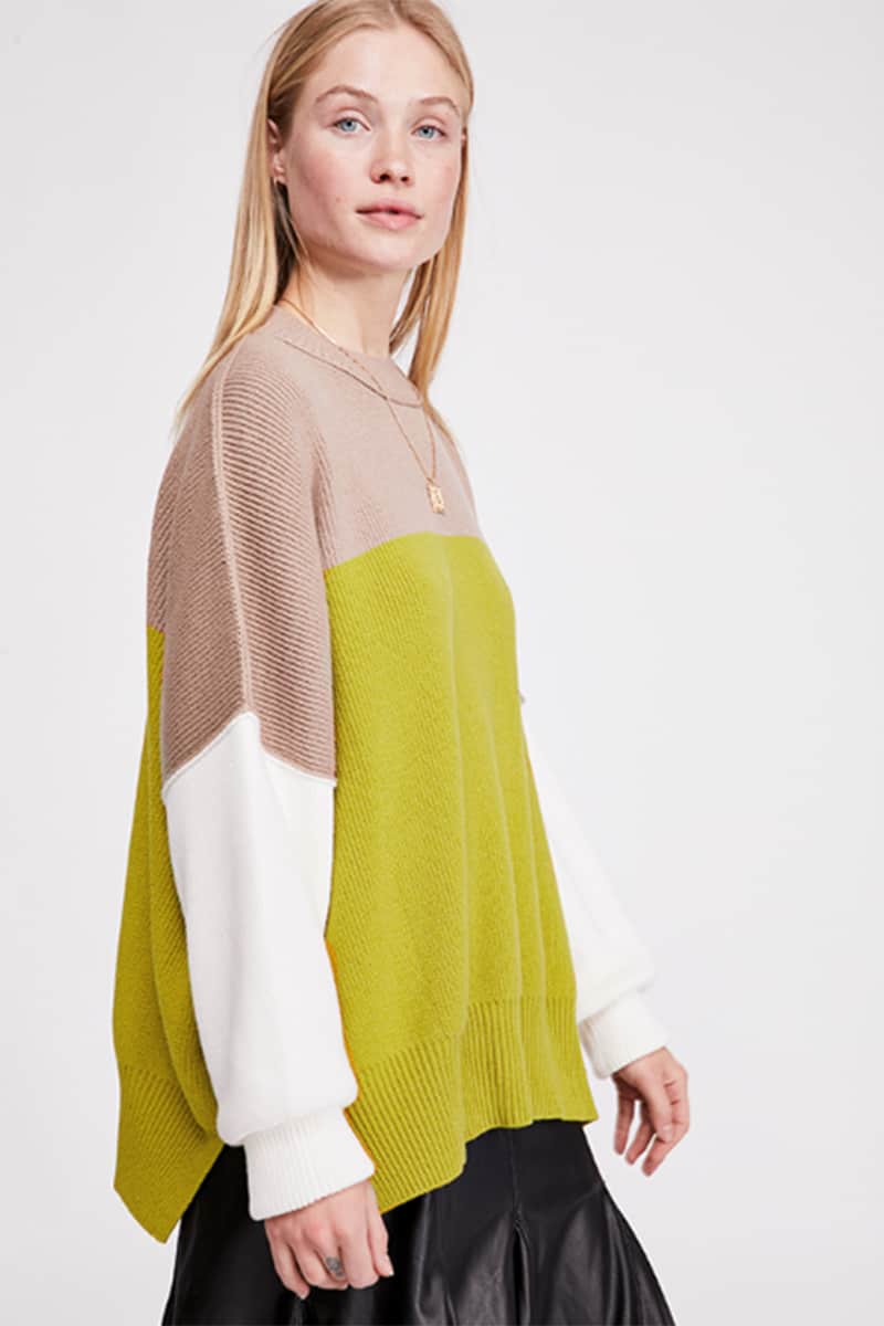 Free People Easy Street Sweater in Lime Combo Cotton Island Women's