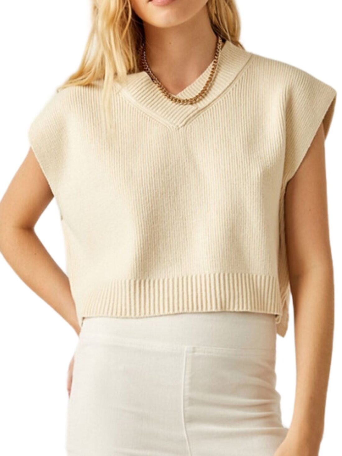 free people easy street vest in cream