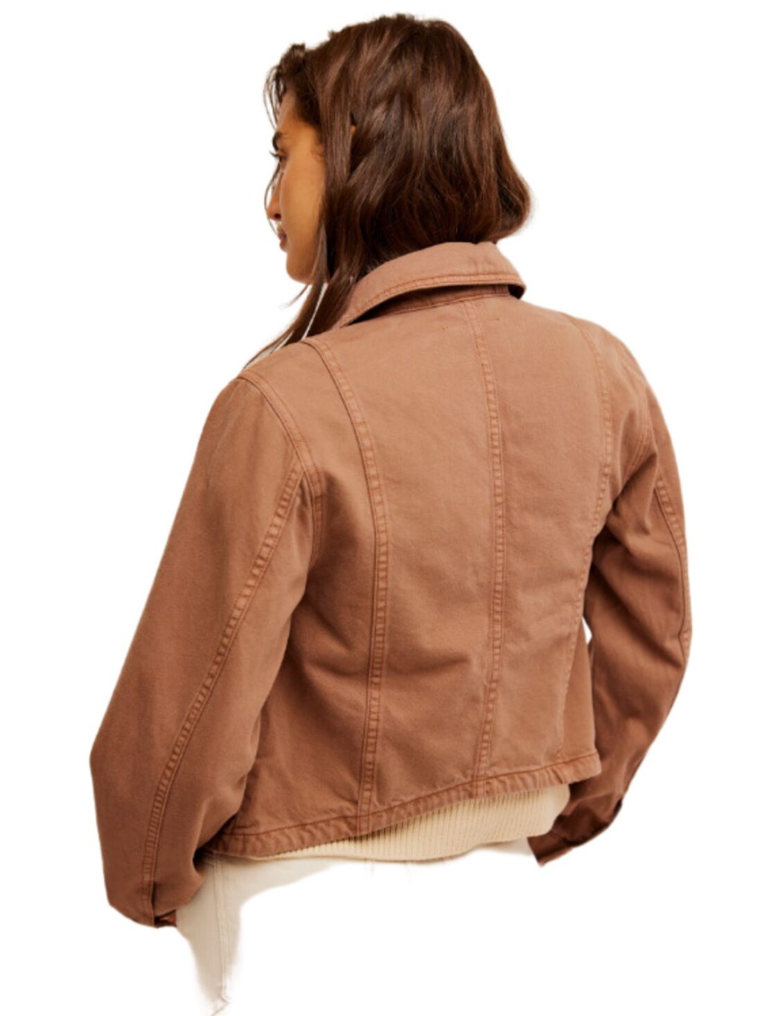 free people jade denim jacket in chocolate mousse