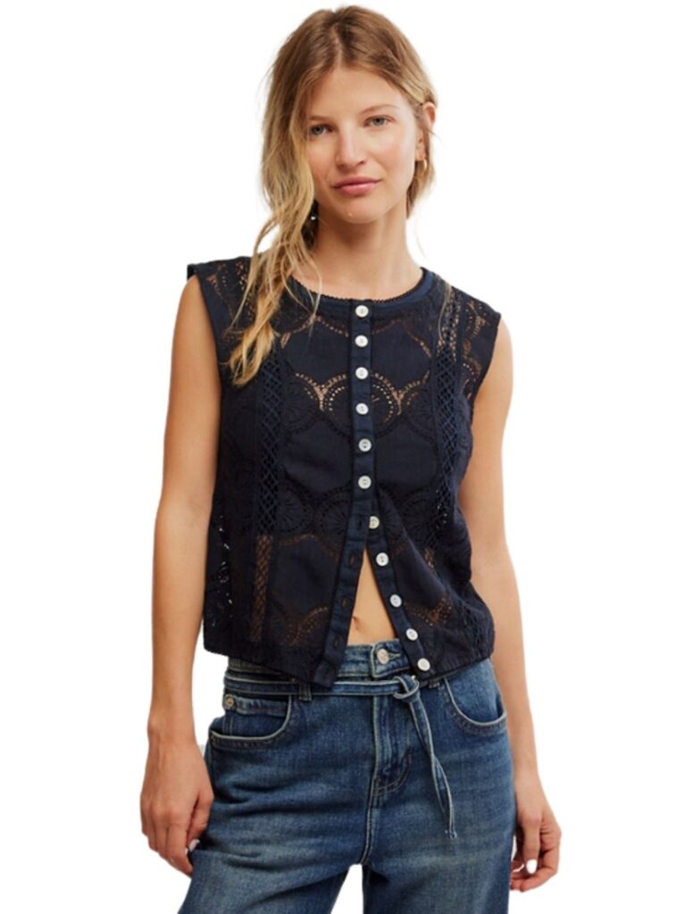 free people jae knit top in black