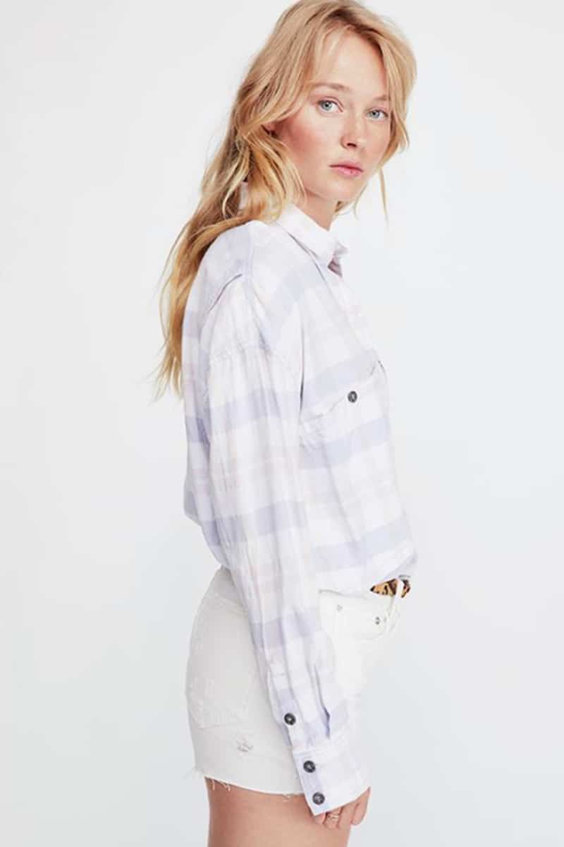 free people loveland plaid button down to