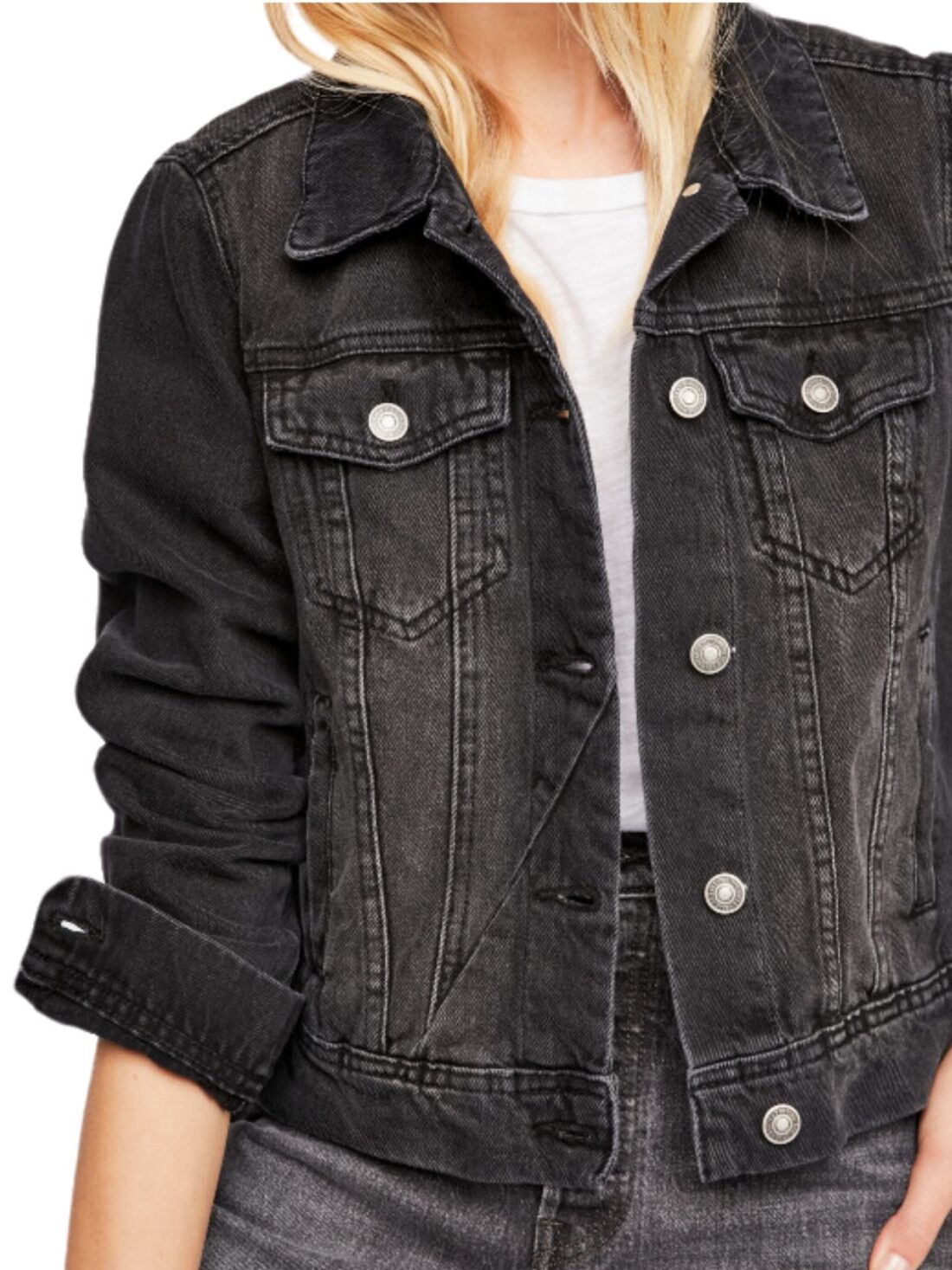 free people rumors denim jacket in black