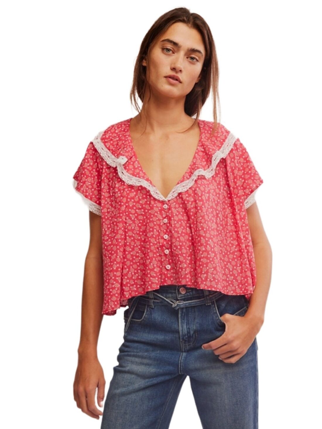 free people truly your top in vintage red