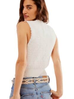 free people wtf ava vest in sugar straw