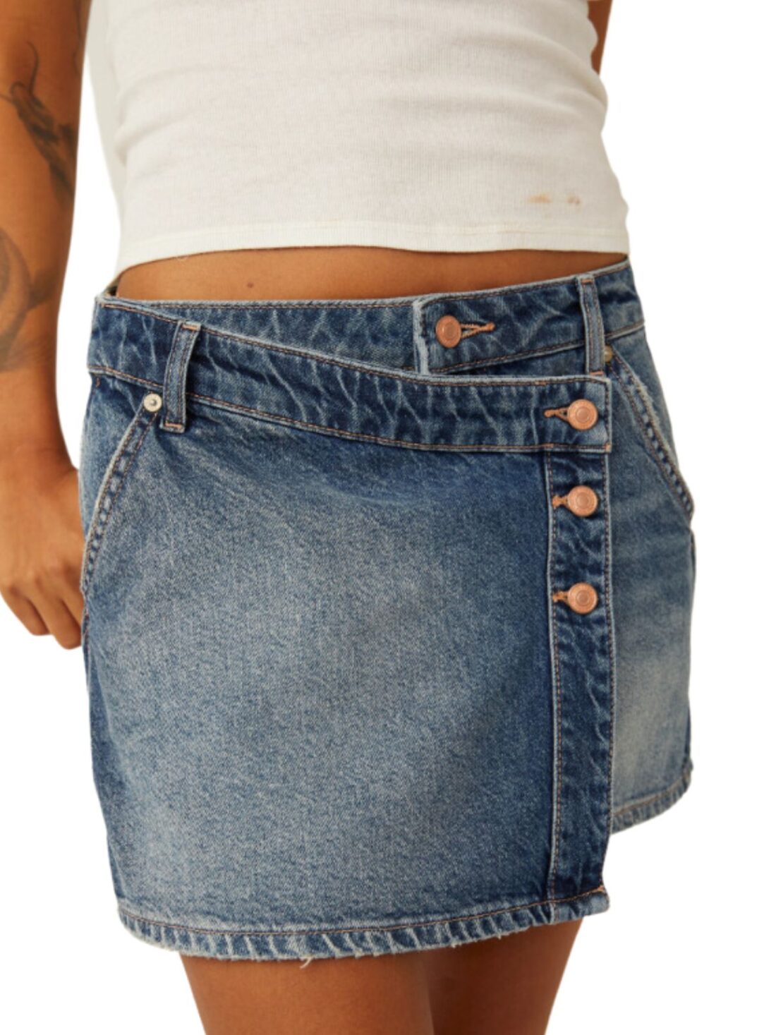 free people wynne denim skirt in cornflower