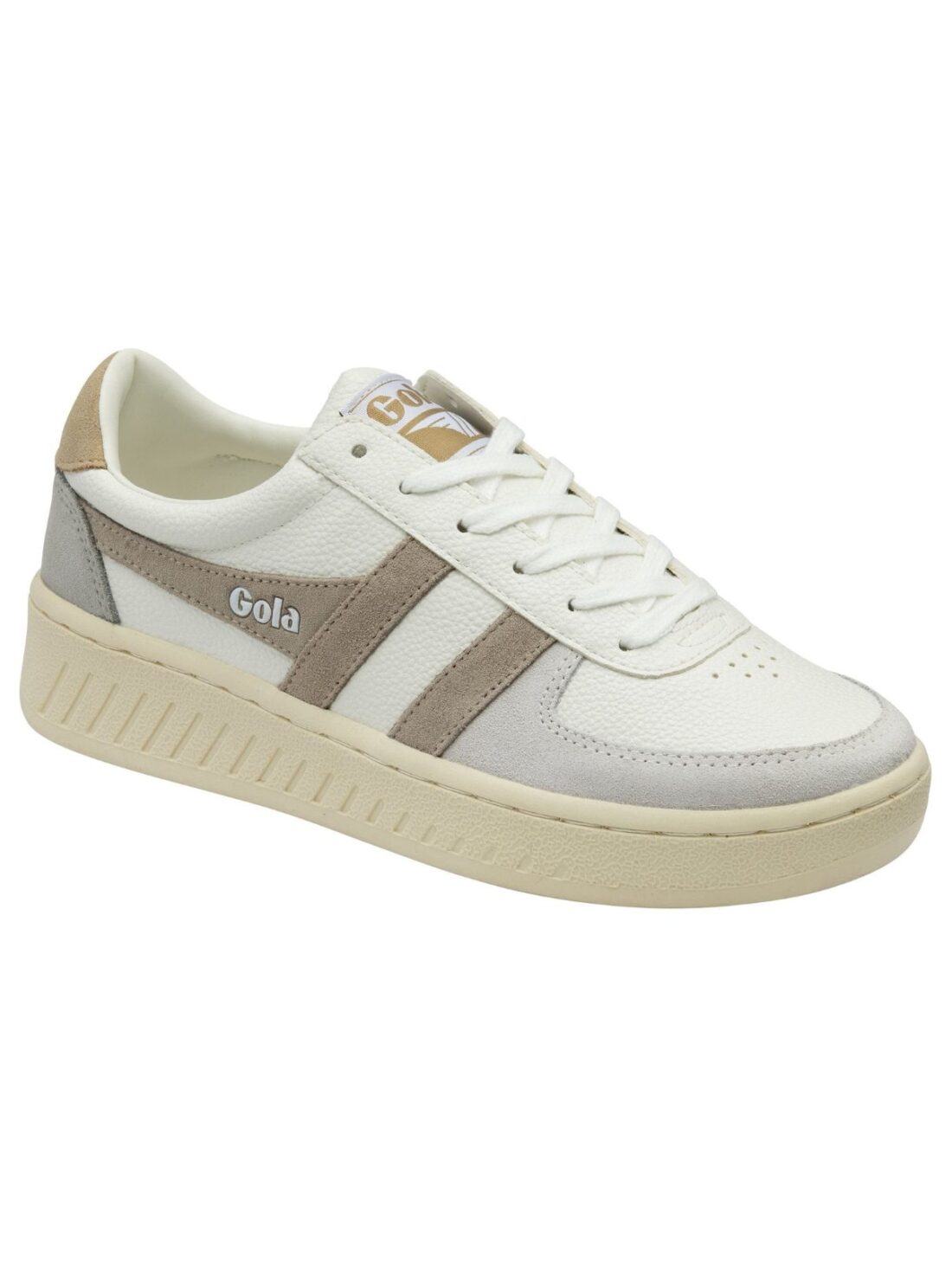 gola grandslam trident sneakers in white/feather grey/oat