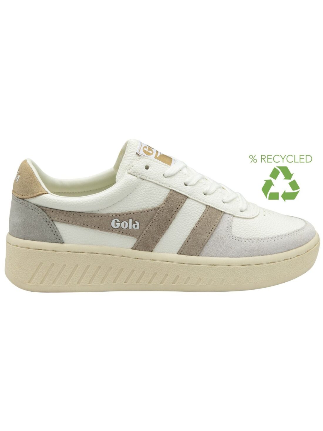 gola grandslam trident sneakers in white/feather grey/oat