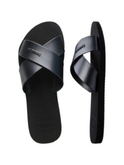 havaianas aqua metallic sandal in black