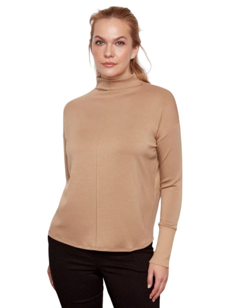 i love tyler madison arya butter contrast turtleneck in latte