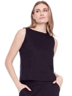 i love tyler madison lila sleeveless linen top in black