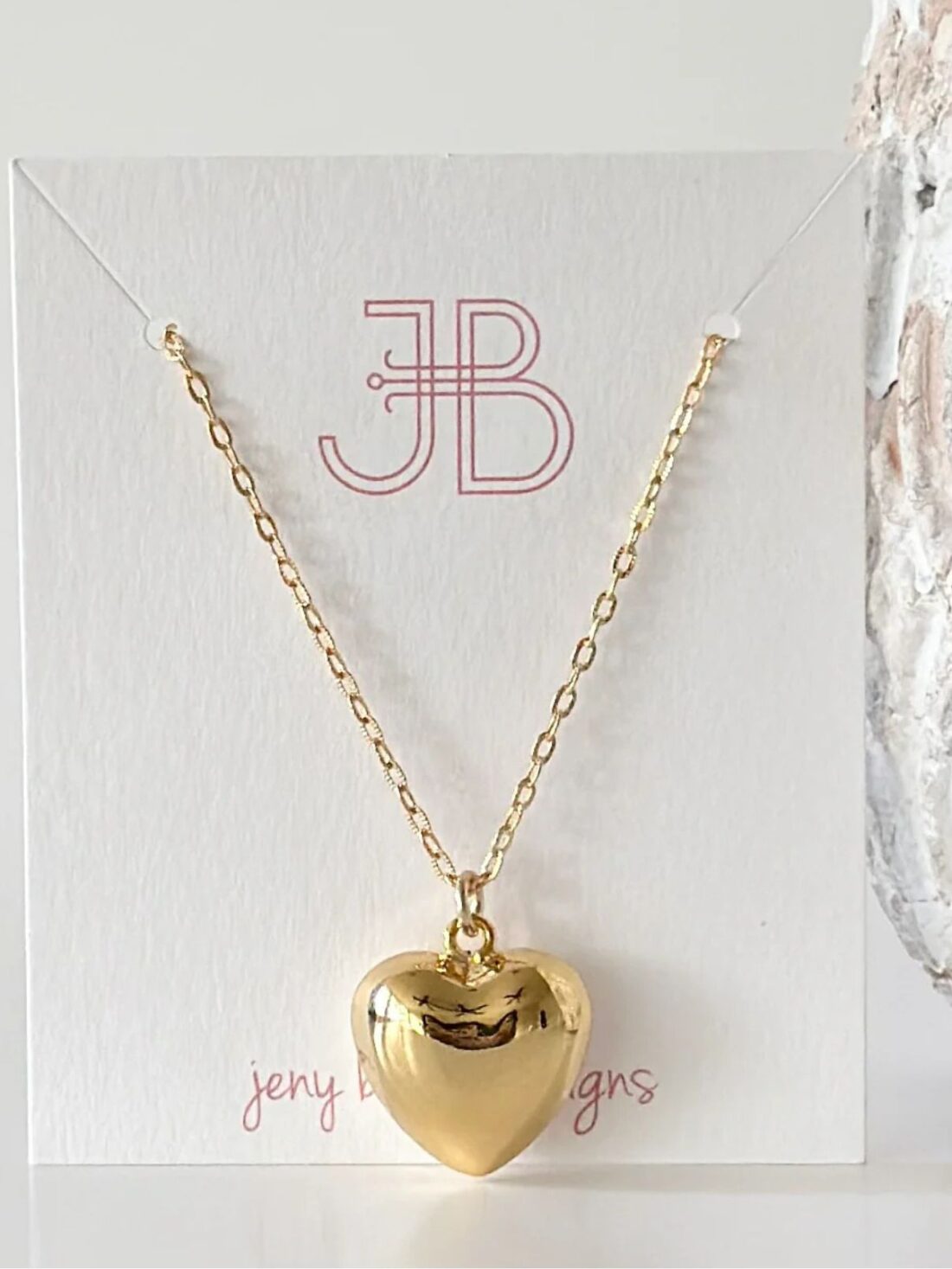 jeny baker delicate puff heart necklace