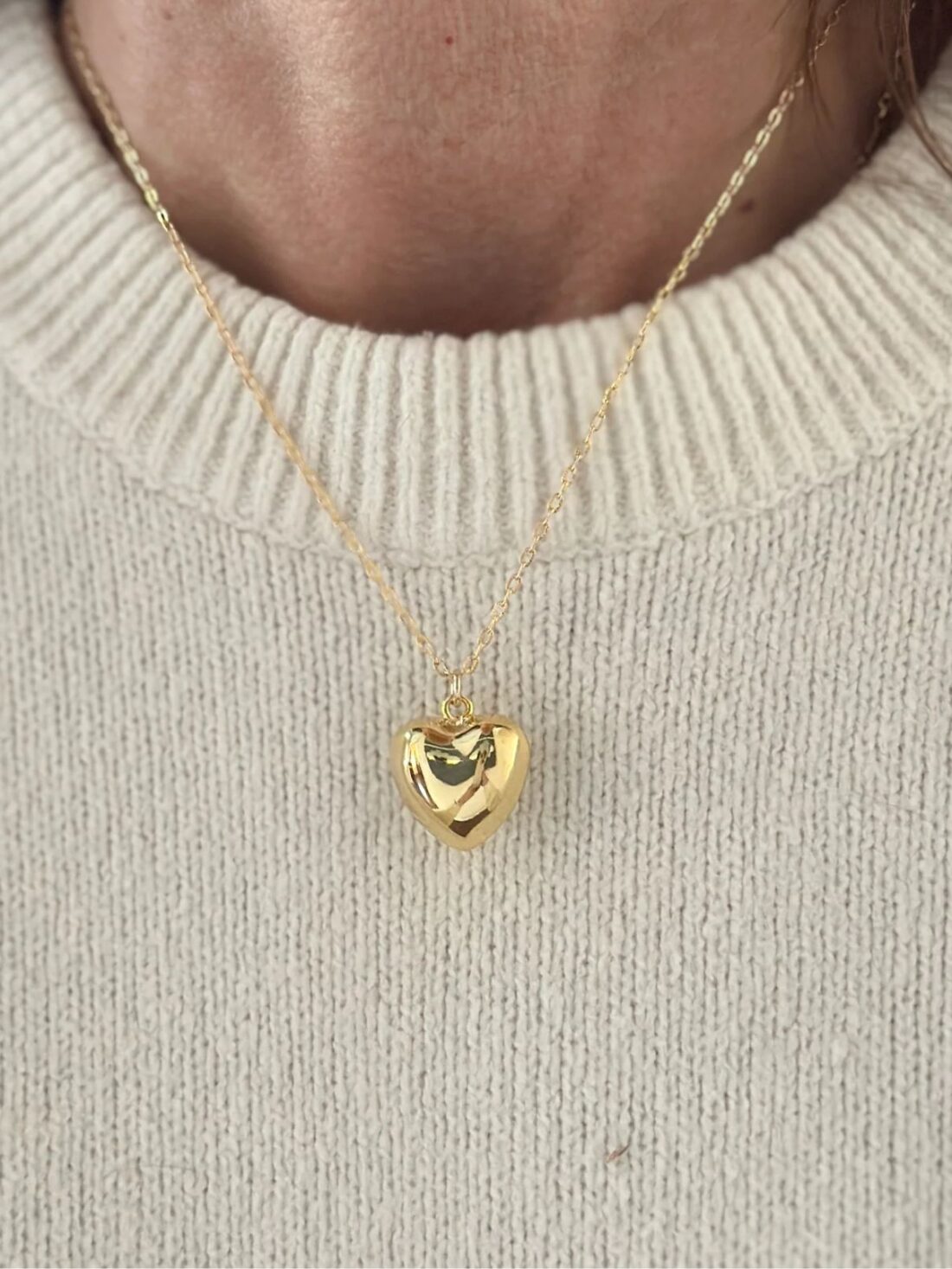 jeny baker delicate puff heart necklace