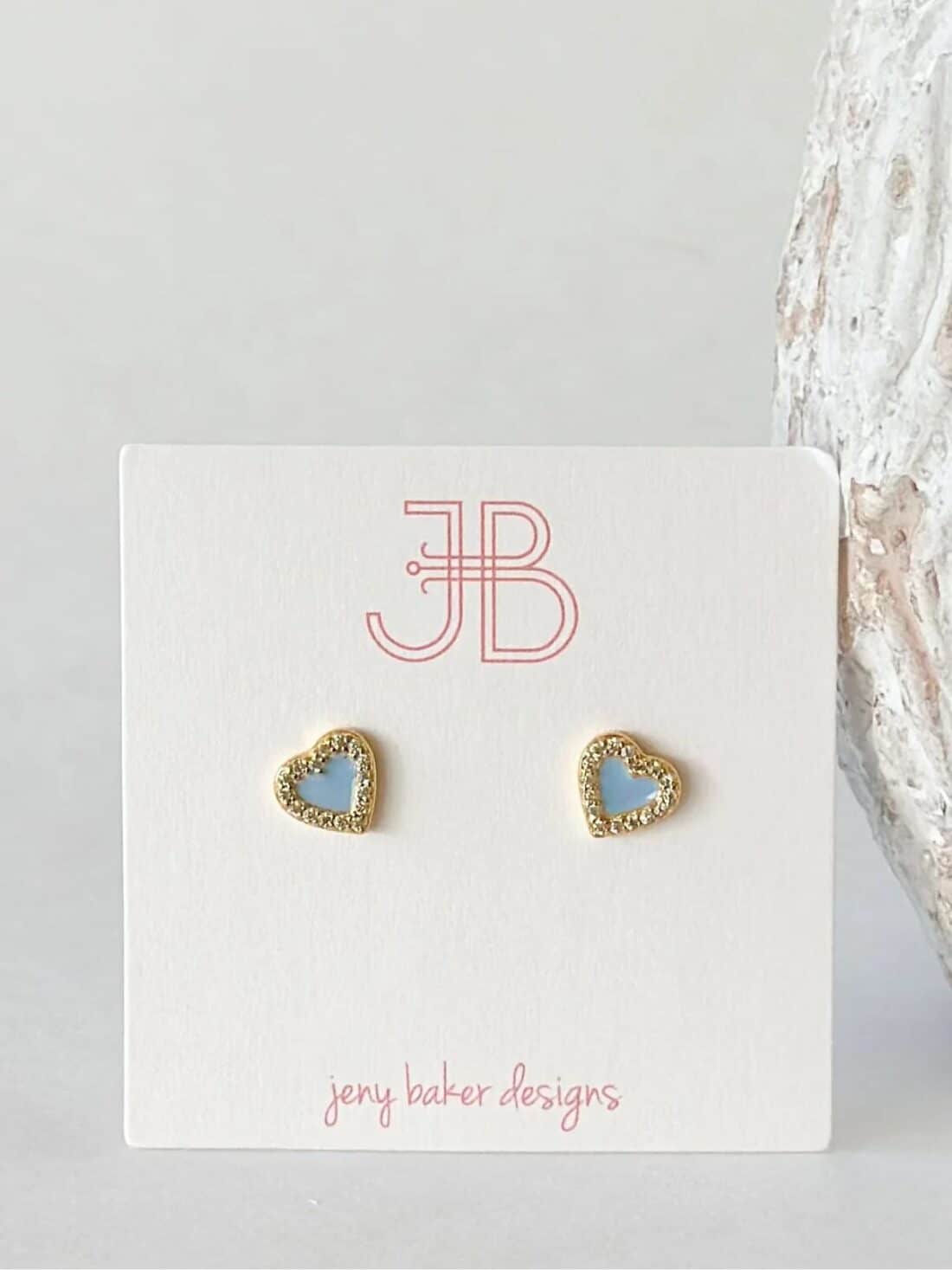 jeny baker sherbet heart stud in lt blue