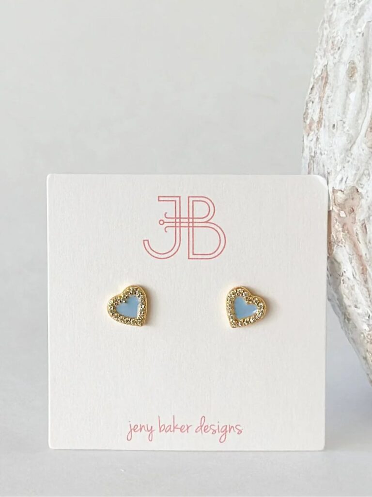 jeny baker sherbet heart stud in lt blue