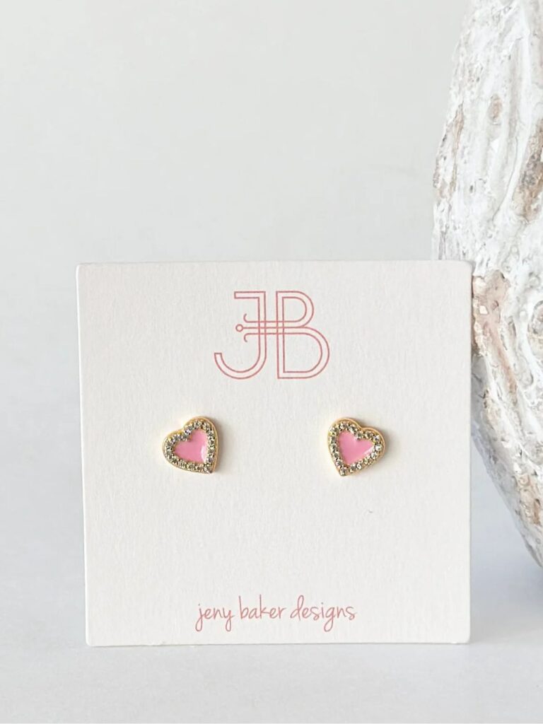 jeny baker sherbet heart stud in lt pink