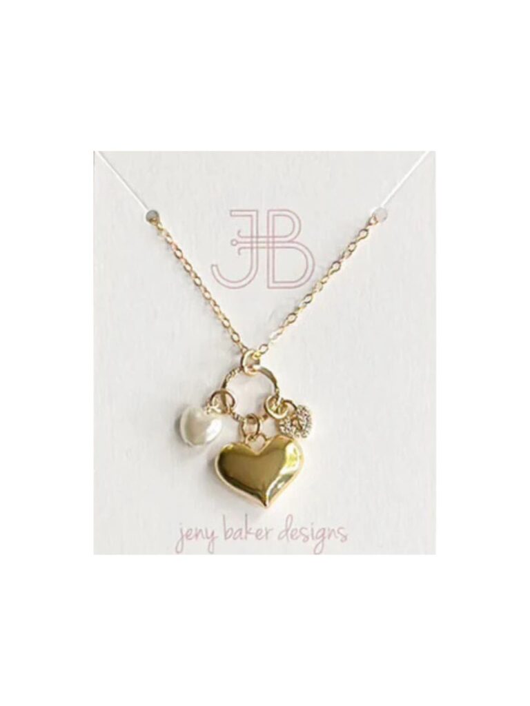 jeny baker triple heart charm necklace