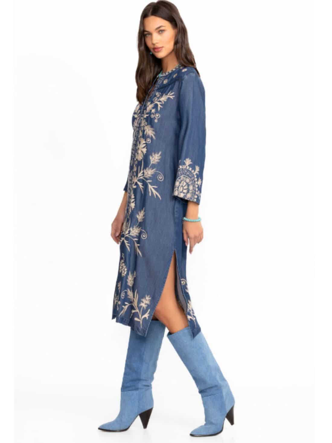 johnny was allison western trim henley dress