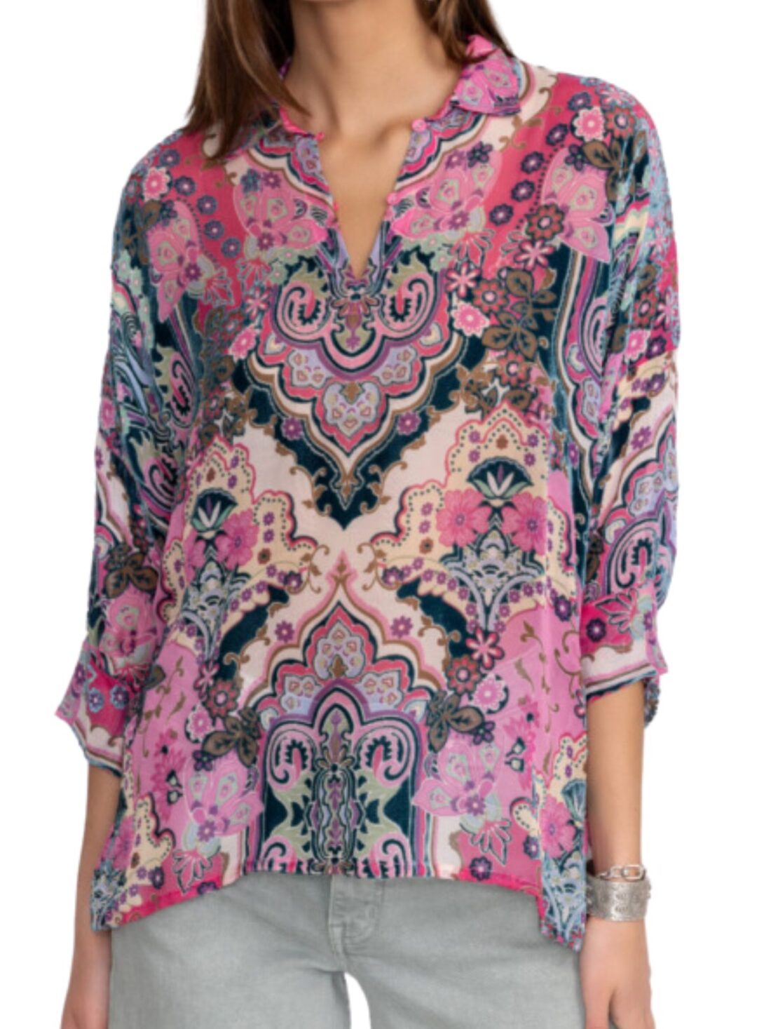 johnny was marlow burnout blouse in paisley melody