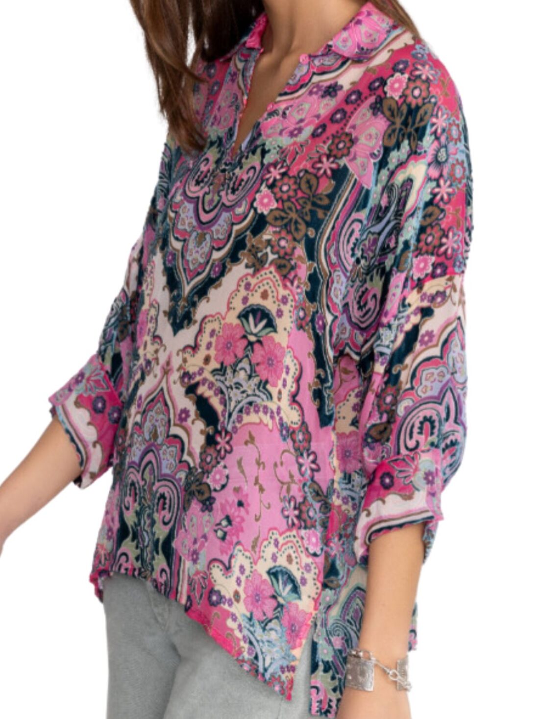 johnny was marlow burnout blouse in paisley melody