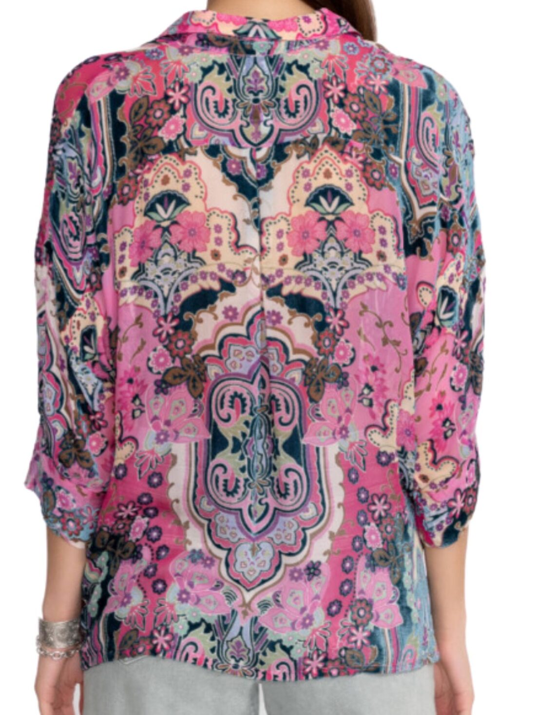 johnny was marlow burnout blouse in paisley melody