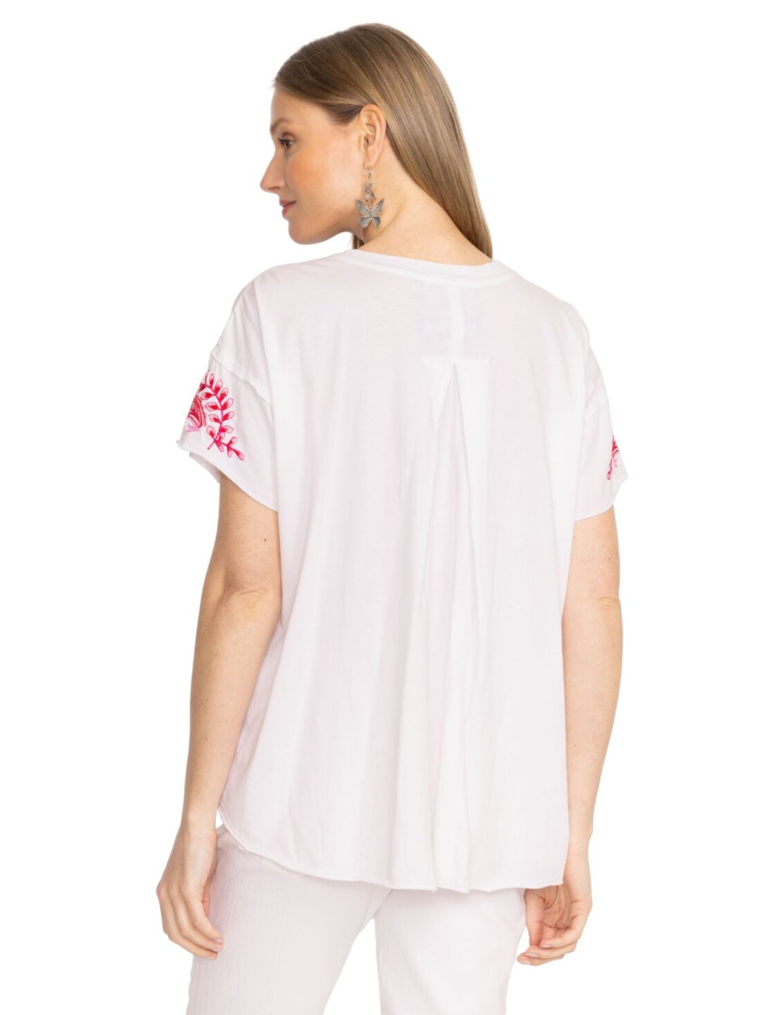 johnny was raw detail cassia swing tee in white