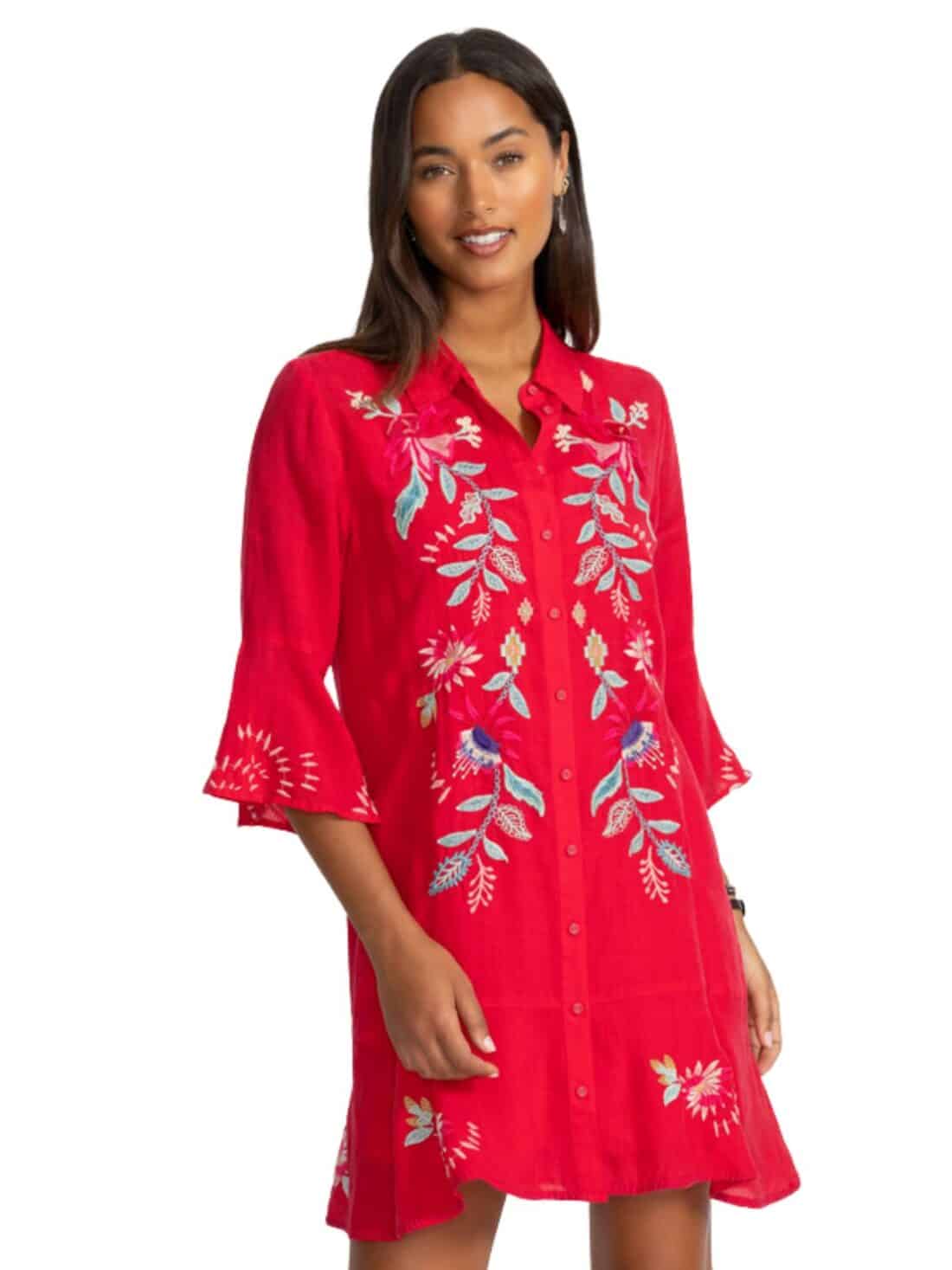 johnny was tiered flounce tallula dress in red