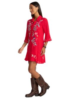 johnny was tiered flounce tallula dress in red