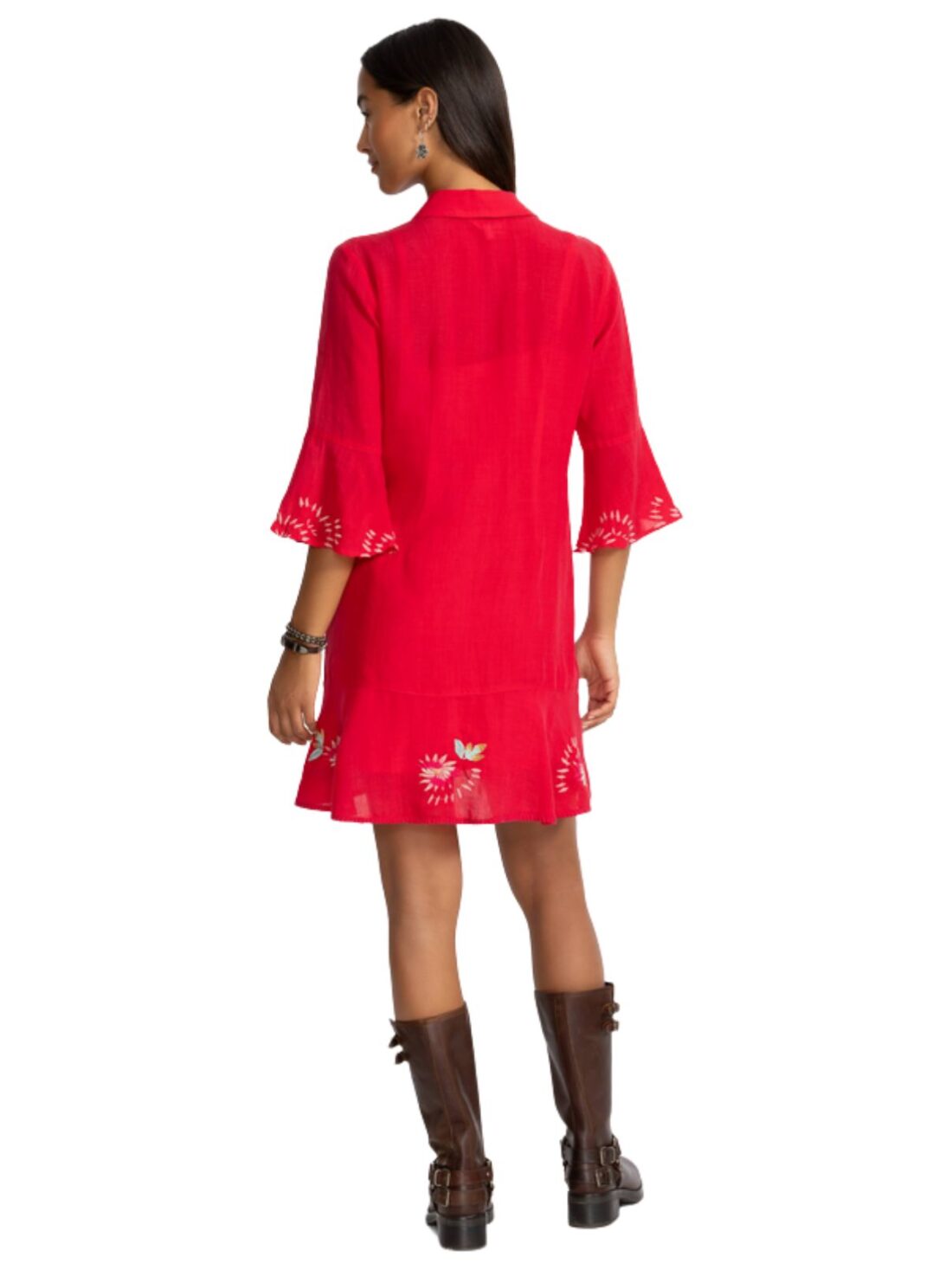 johnny was tiered flounce tallula dress in red