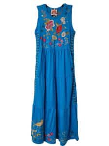 johnny was tiered maxi tank dress in blue lagoon