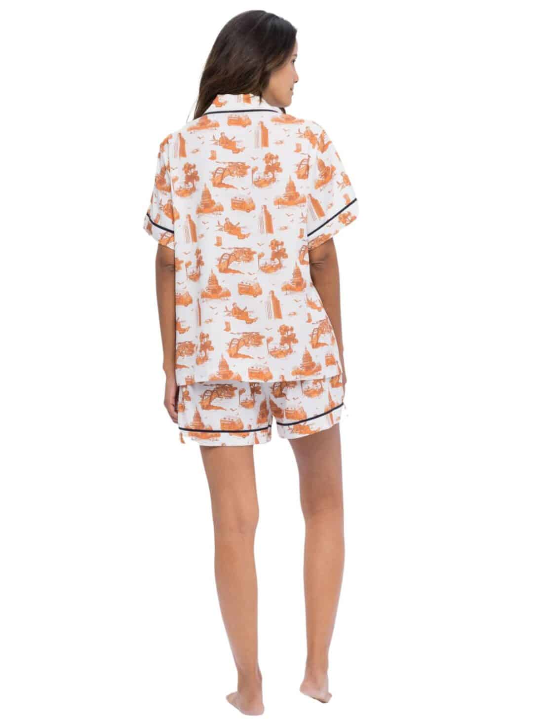 katie kime austin toile pj short set in burnt orange