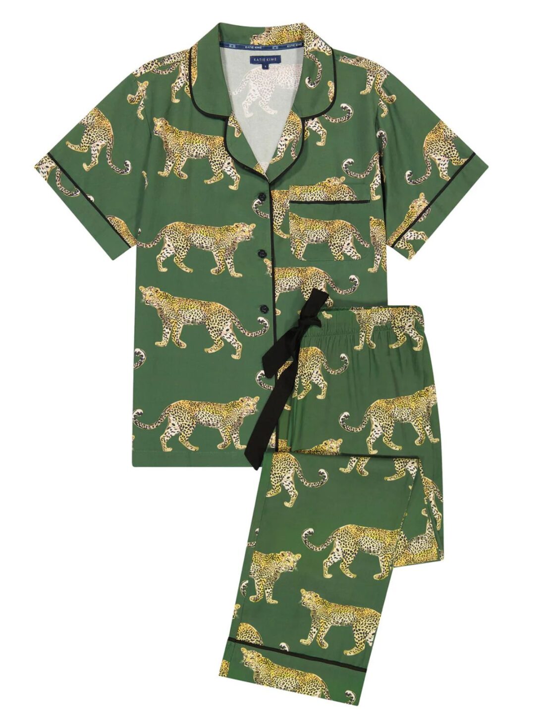 katie kime cheetah pj set in green