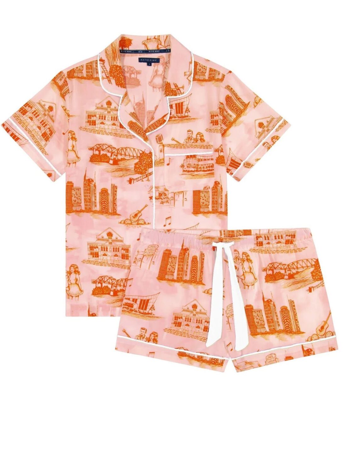 katie kime nashville toile pj short set in pink